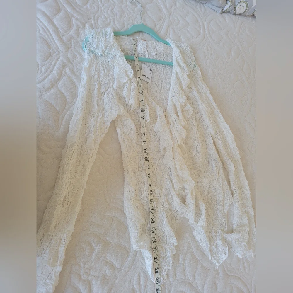 Free People Laney Stretch Lace Cardi Size Large - Picture 5 of 10